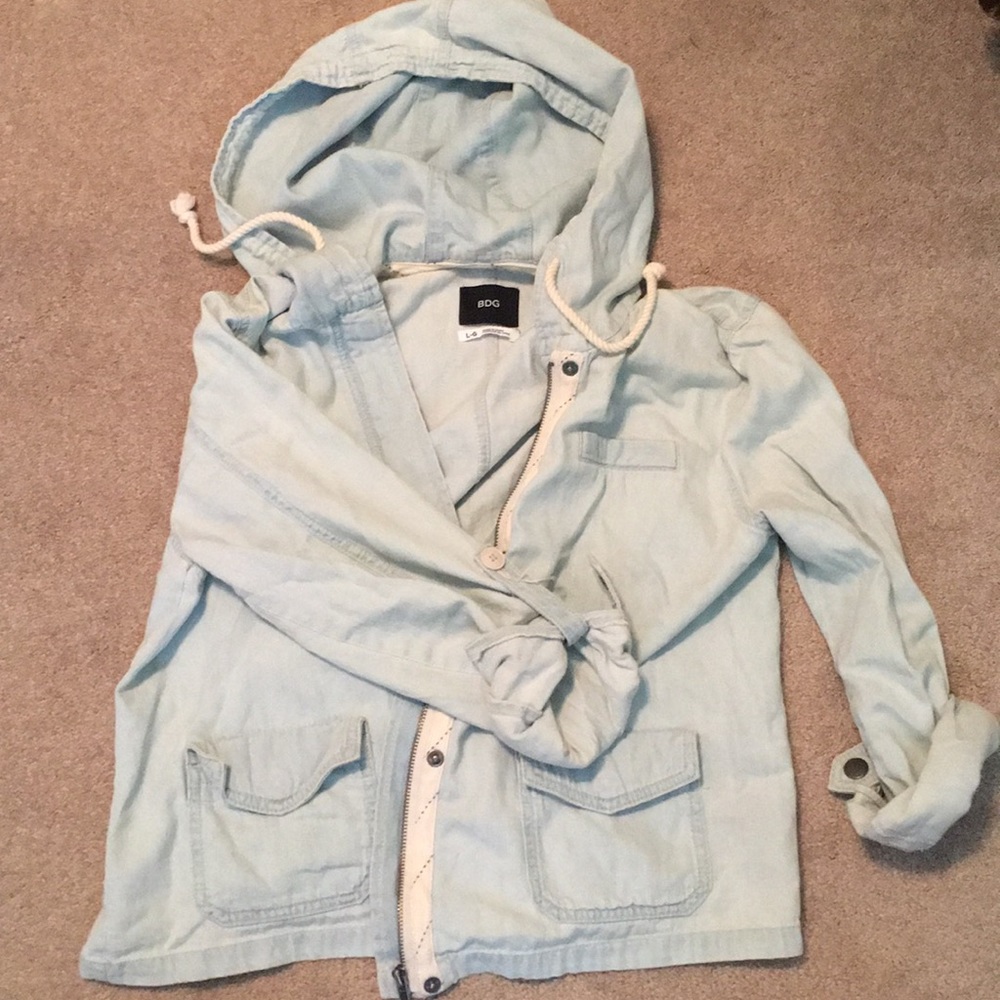 BDG light wash hooded denim jacket